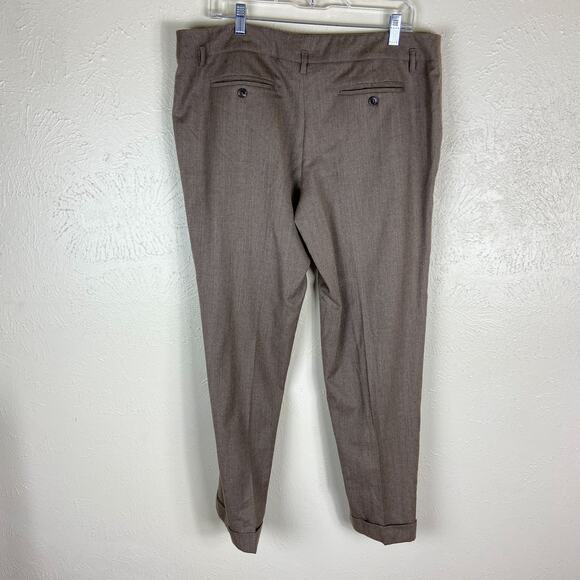 Max Mara Weekend Pleated Pants Sz L 46 Light Brown Stretch Wool Tapered Trousers - Picture 8 of 12